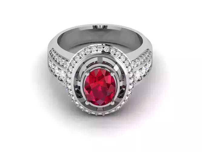 Solitaire Women Oval Stone Ring 3dm stl Render Detail