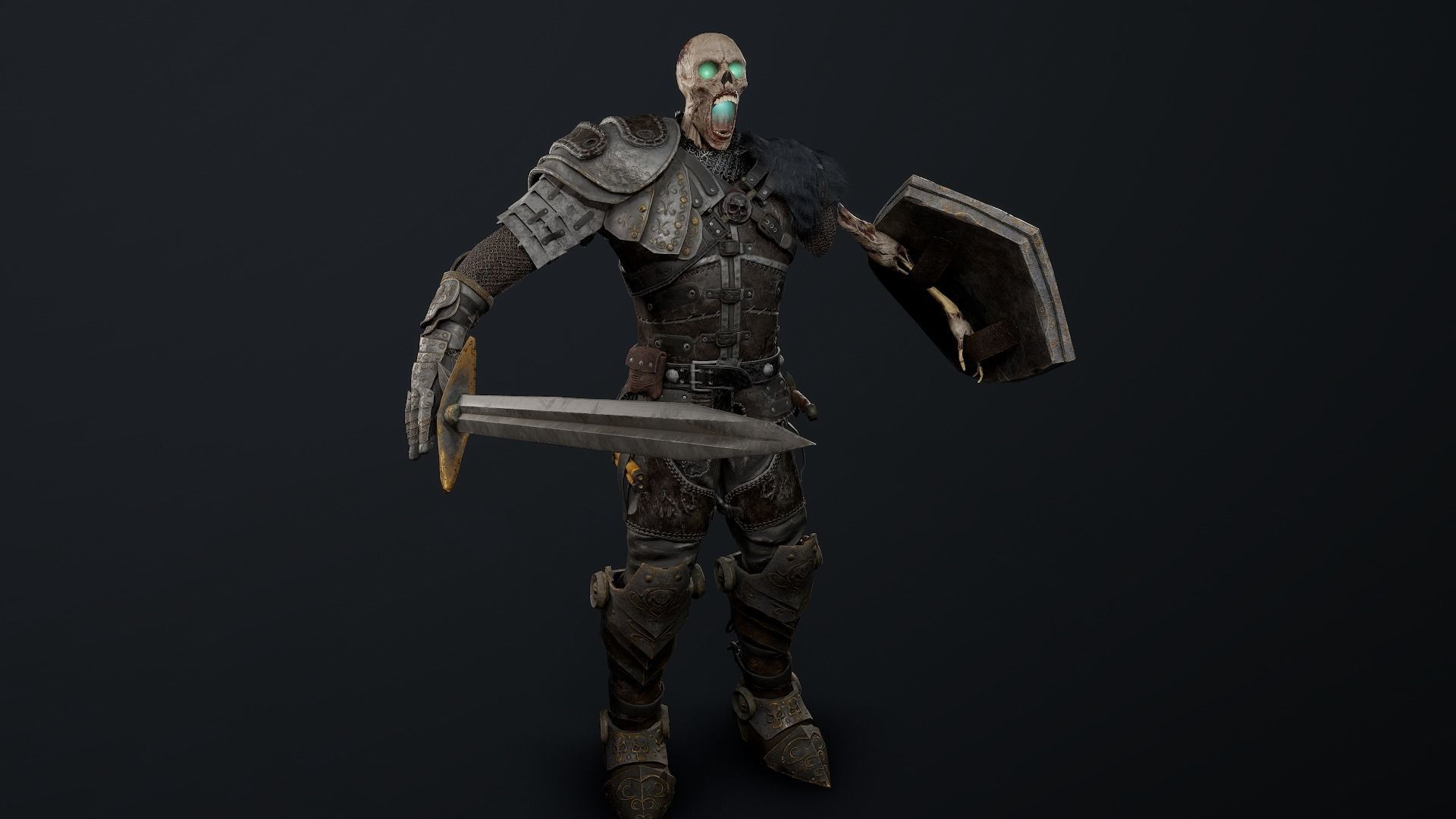 Undead Knight Low-poly 3D model_10