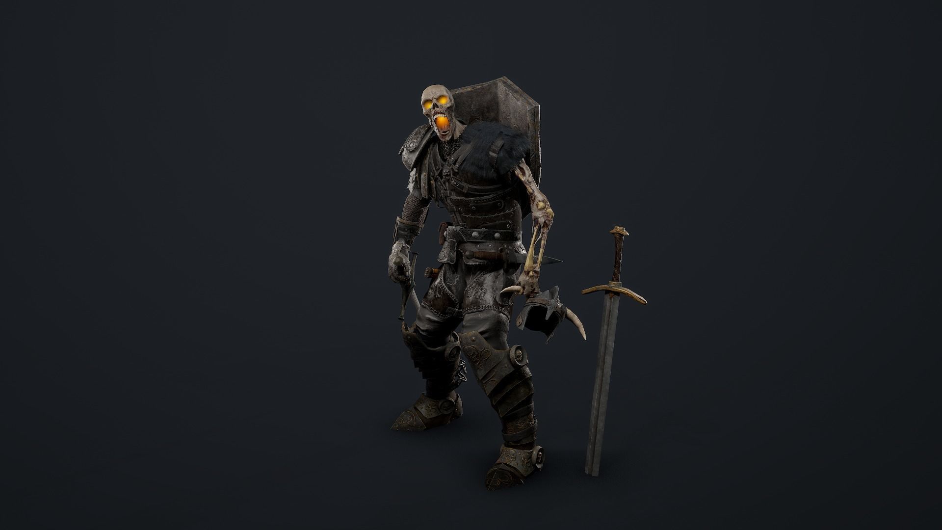 Undead Knight Low-poly 3D model_13