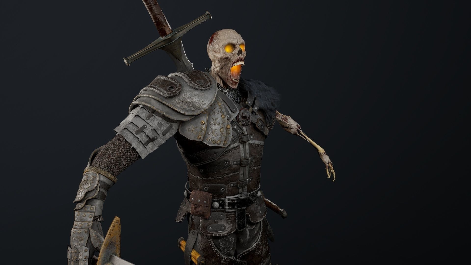 Undead Knight Low-poly 3D model_14