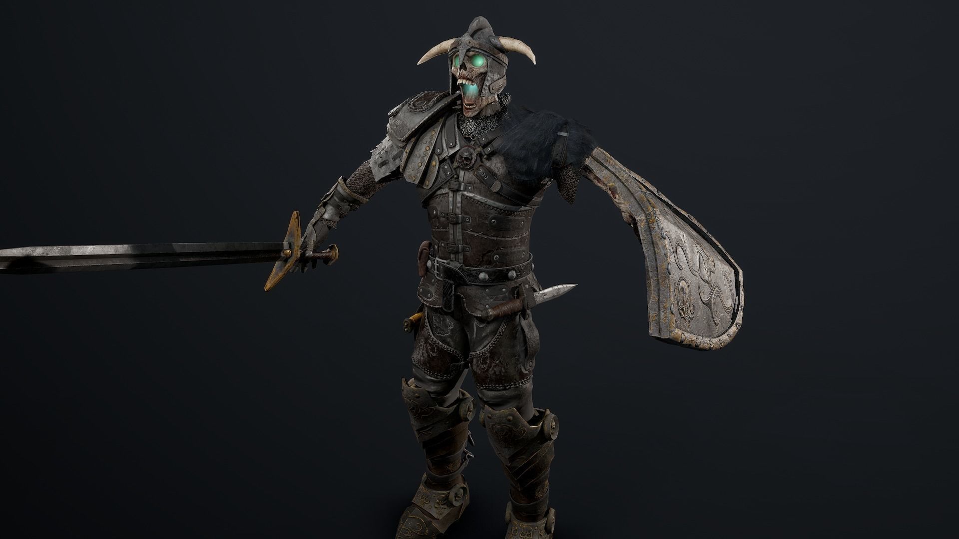 Undead Knight Low-poly 3D model_9