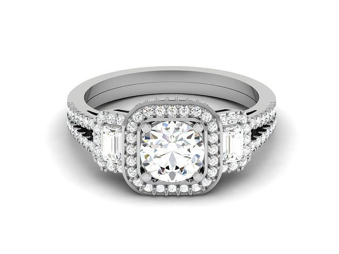 Solitaire Women Halo  Ring 3dm stl Render Detail 3D print model