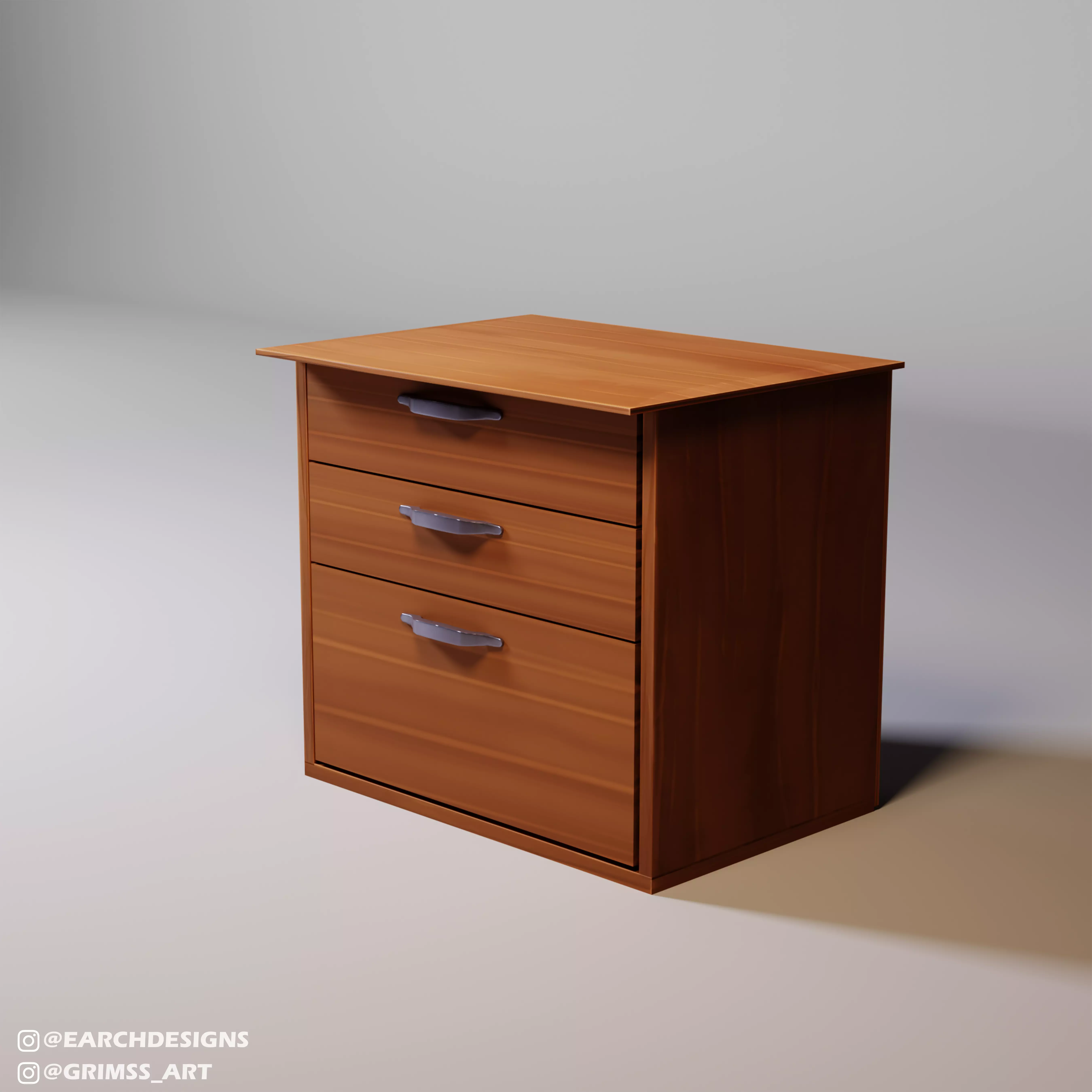 WOOD BEDSIDE TABLE Low-poly 3D model