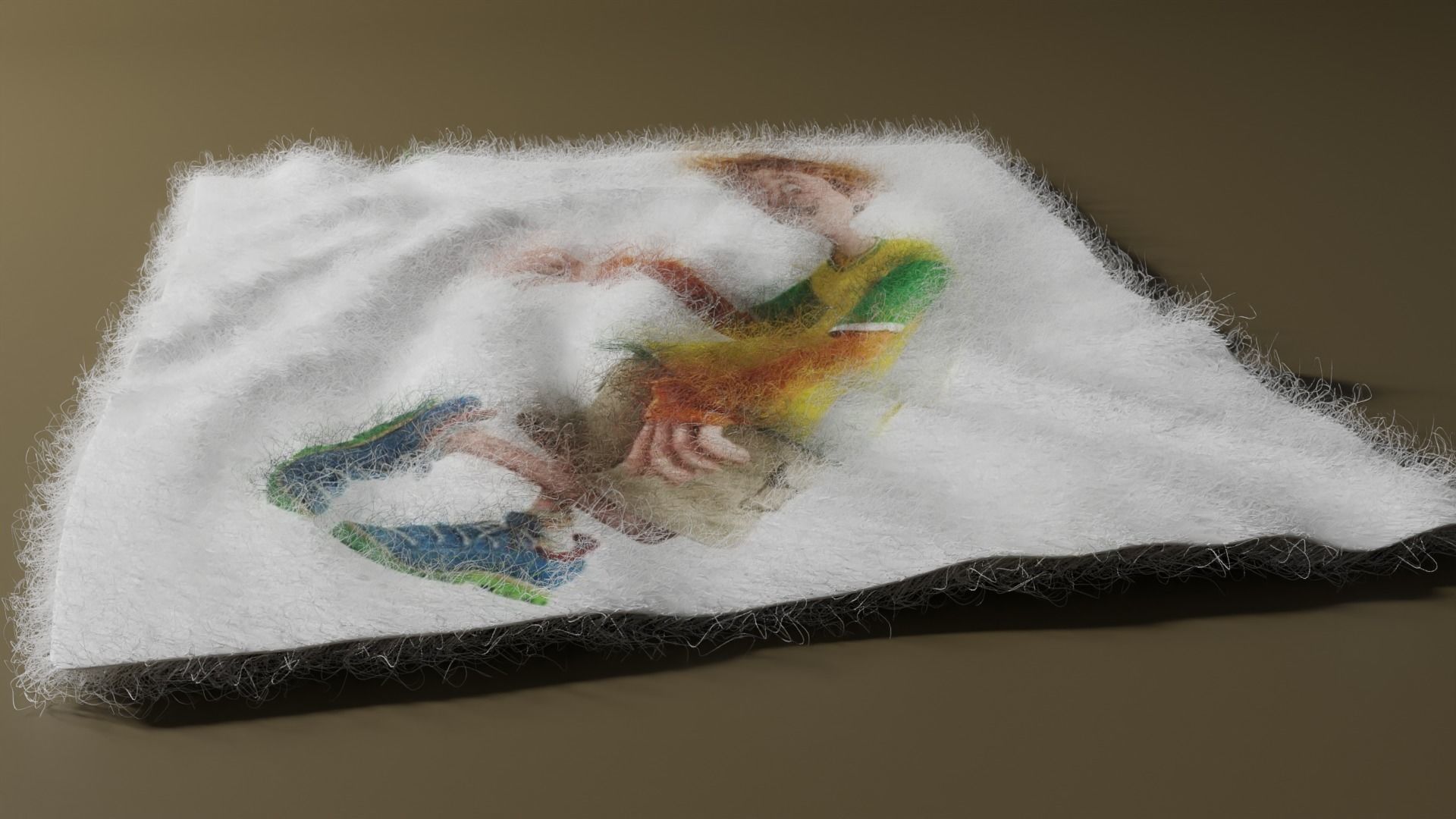 Carpet towel with person 3D model_3