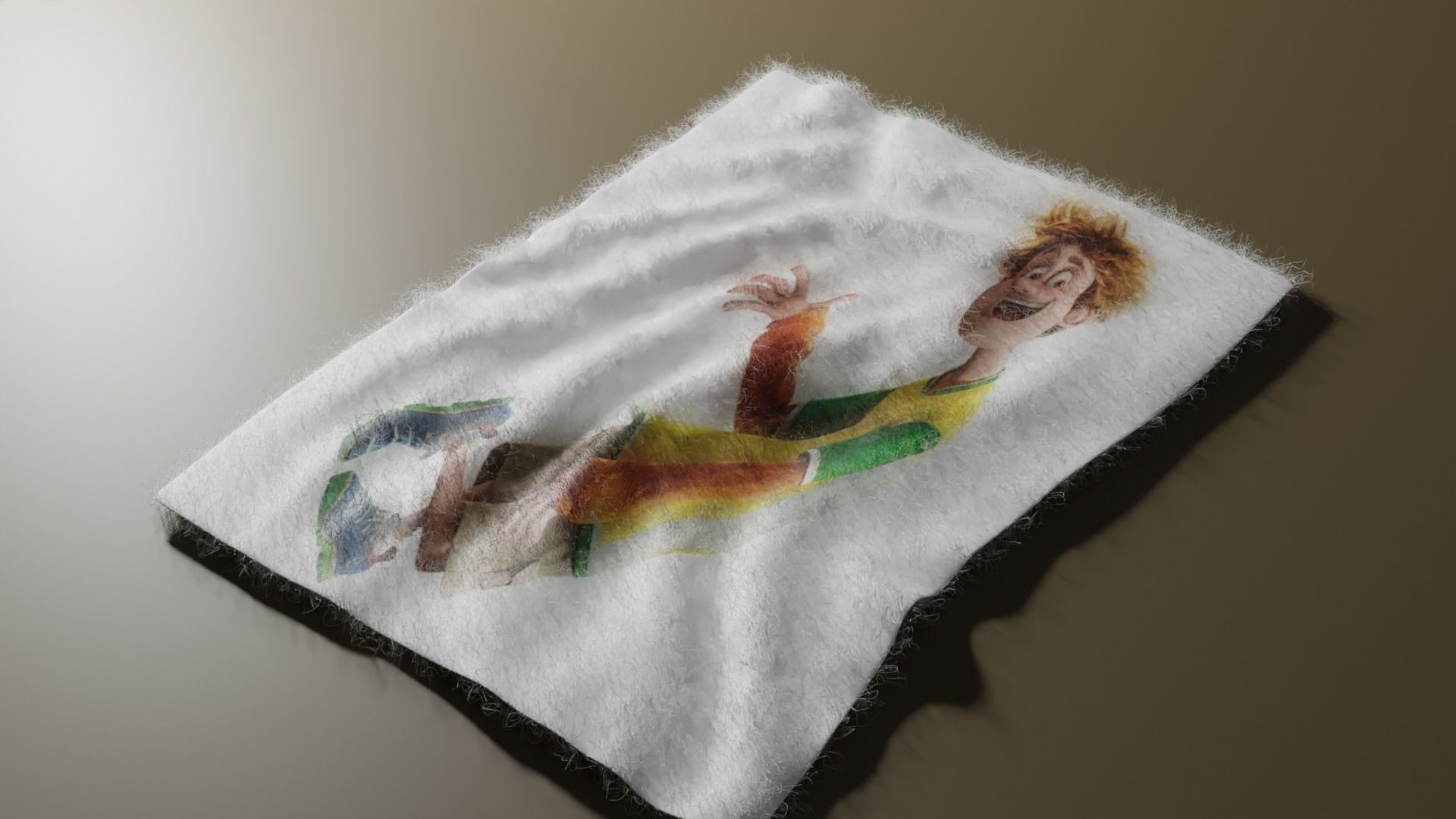 Carpet towel with person 3D model_2