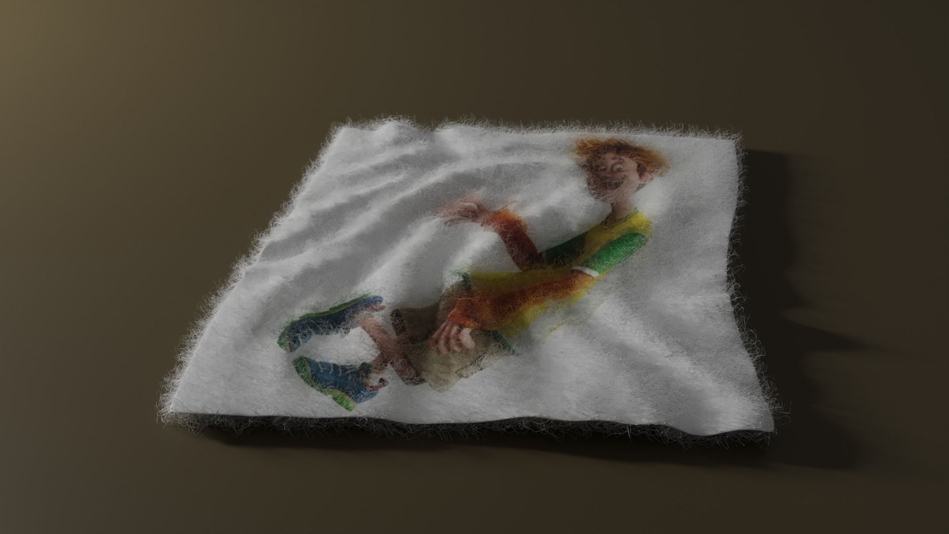 Carpet towel with person 3D model_4