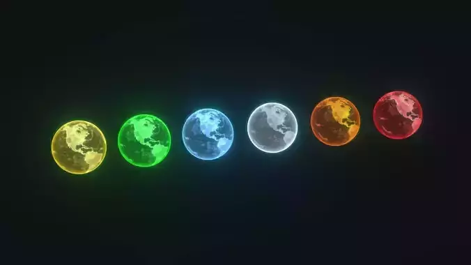 Planet Earth Hologram 6 Variations Sci-Fi 3D Model Low-poly 3D model