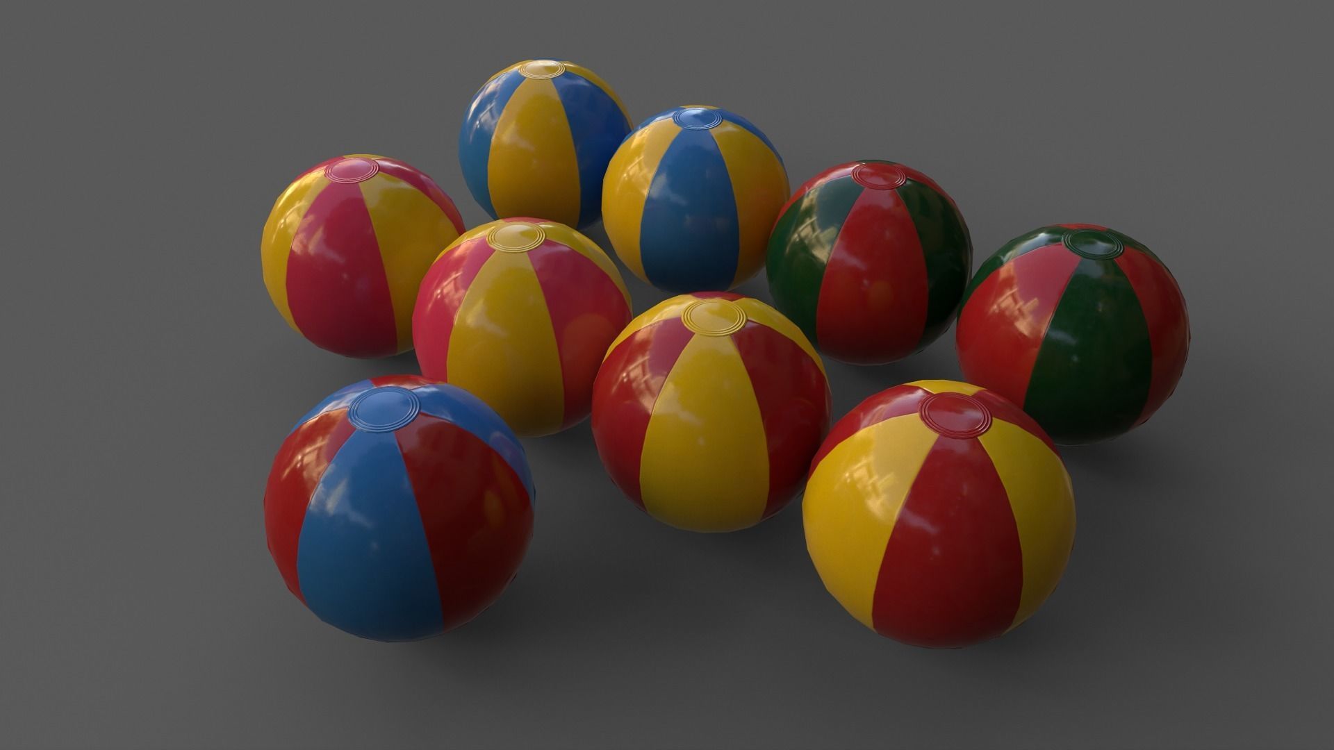 PBR Beach Ball and Inflatable Swimming Pool Low-poly 3D model_13