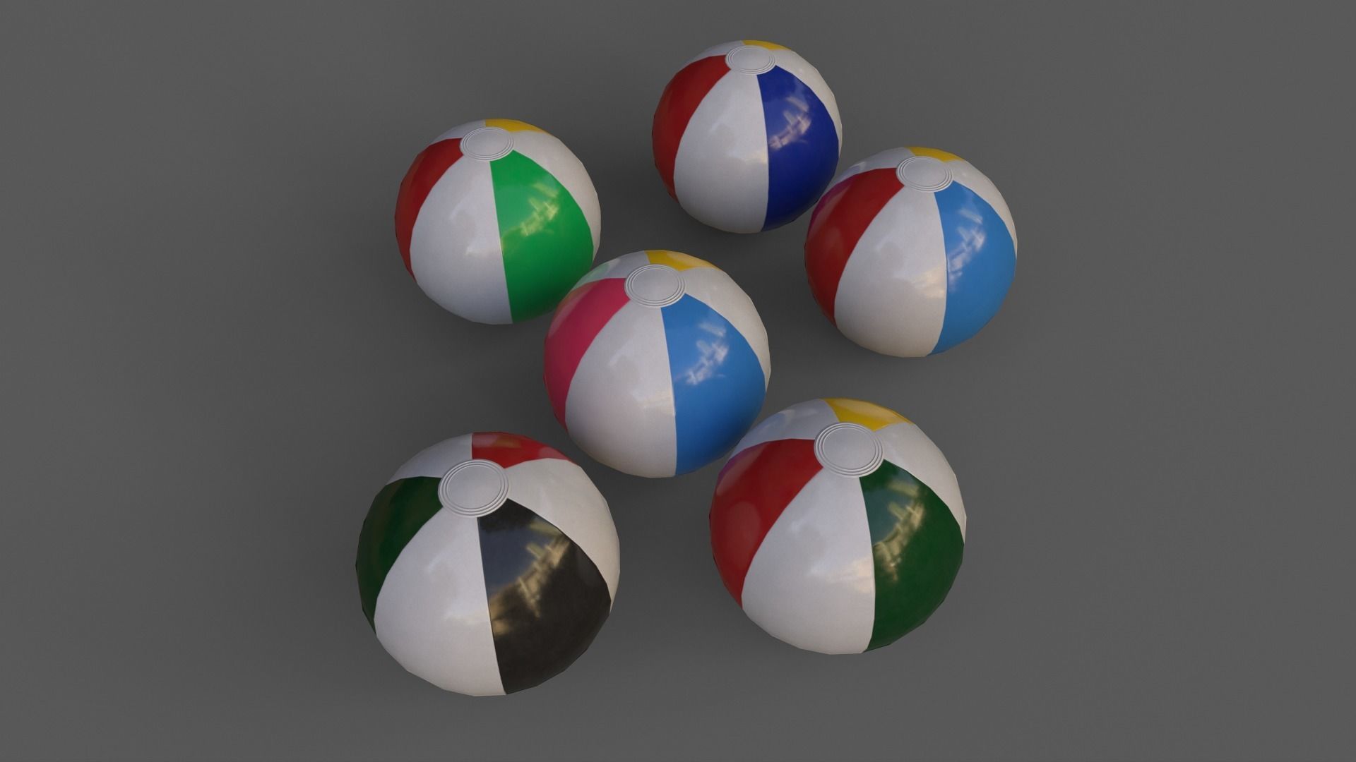 PBR Beach Ball and Inflatable Swimming Pool Low-poly 3D model_16