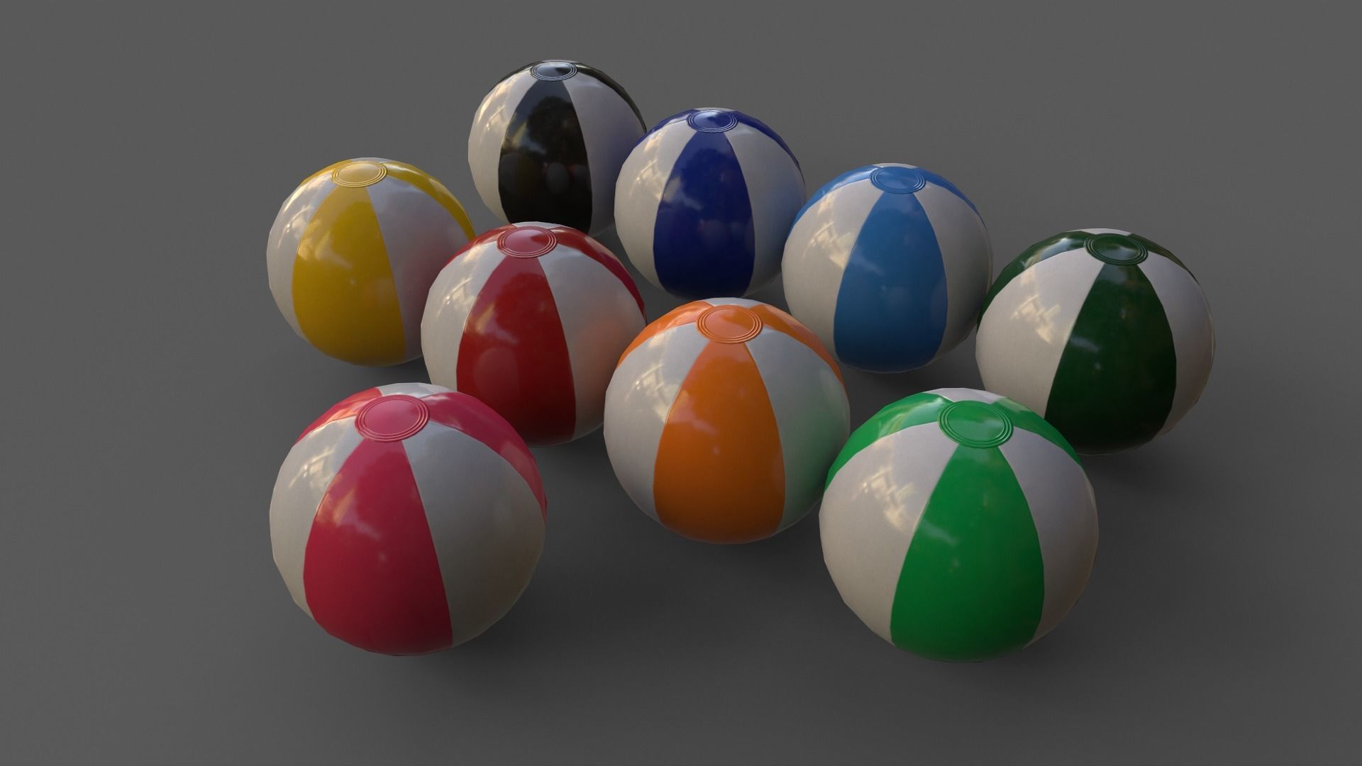 PBR Beach Ball and Inflatable Swimming Pool Low-poly 3D model_11