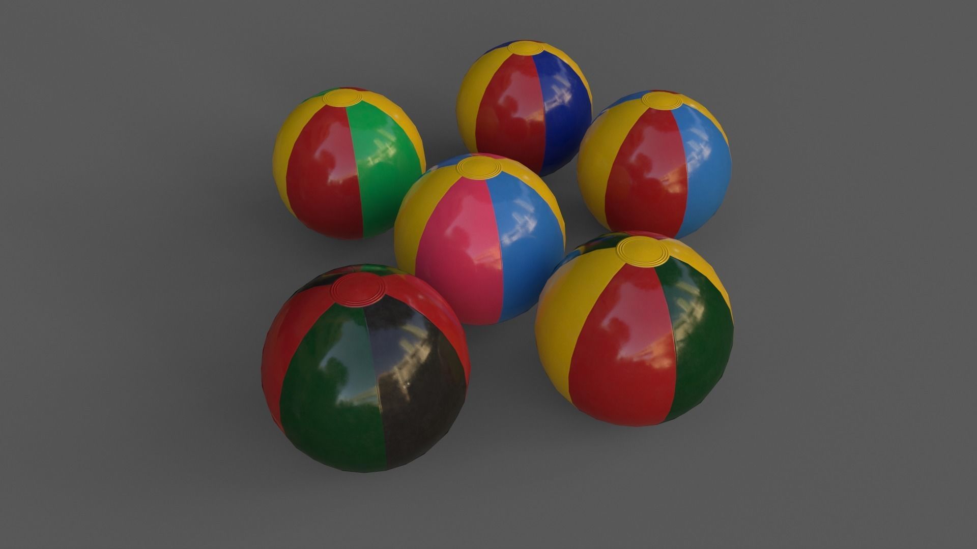 PBR Beach Ball and Inflatable Swimming Pool Low-poly 3D model_14