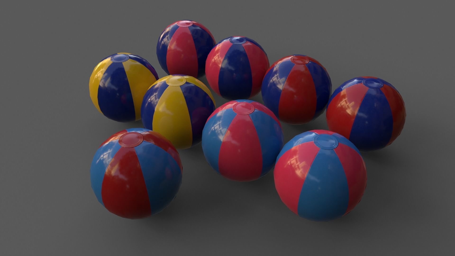 PBR Beach Ball and Inflatable Swimming Pool Low-poly 3D model_12
