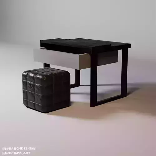 PC TABLE WITH CABINET Low-poly 3D model
