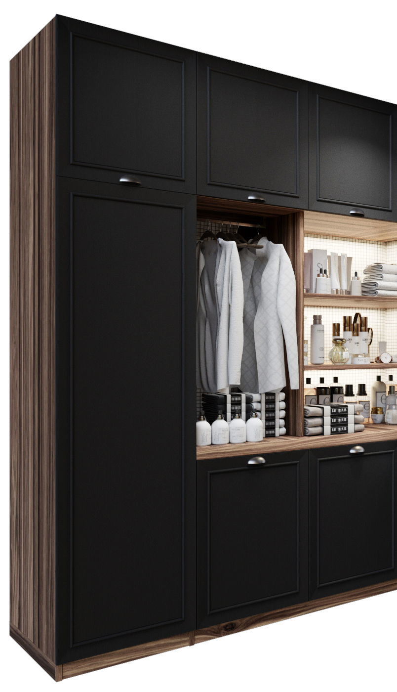 Modern laundry room with clothes and cosmetics 3D model_4