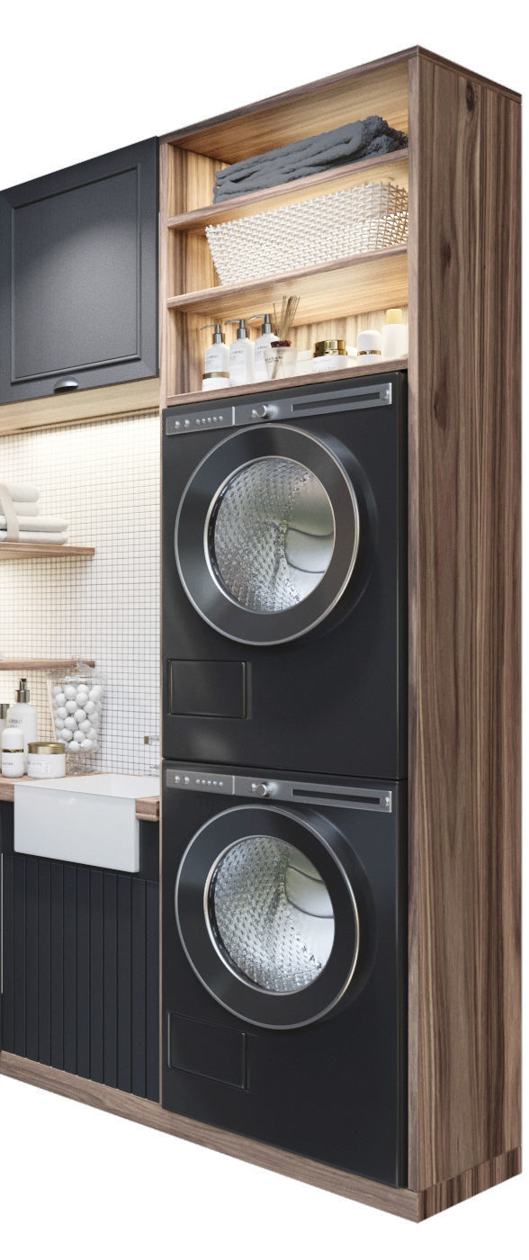 Modern laundry room with clothes and cosmetics 3D model_3