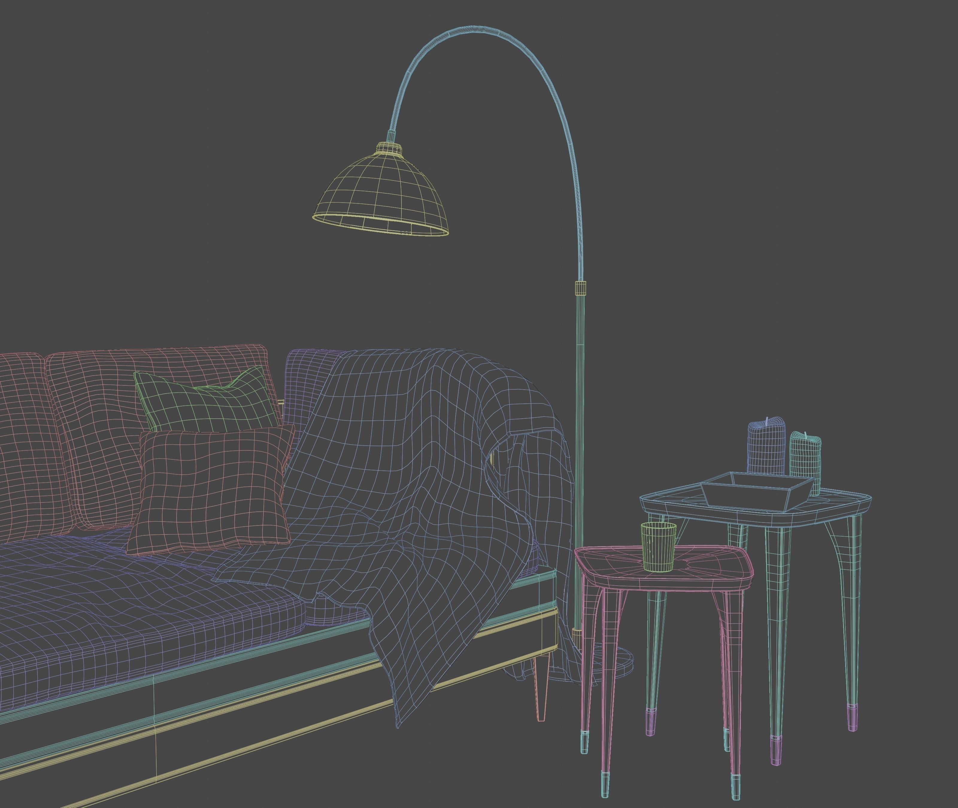 Sofa Set and lamp 3D model_10