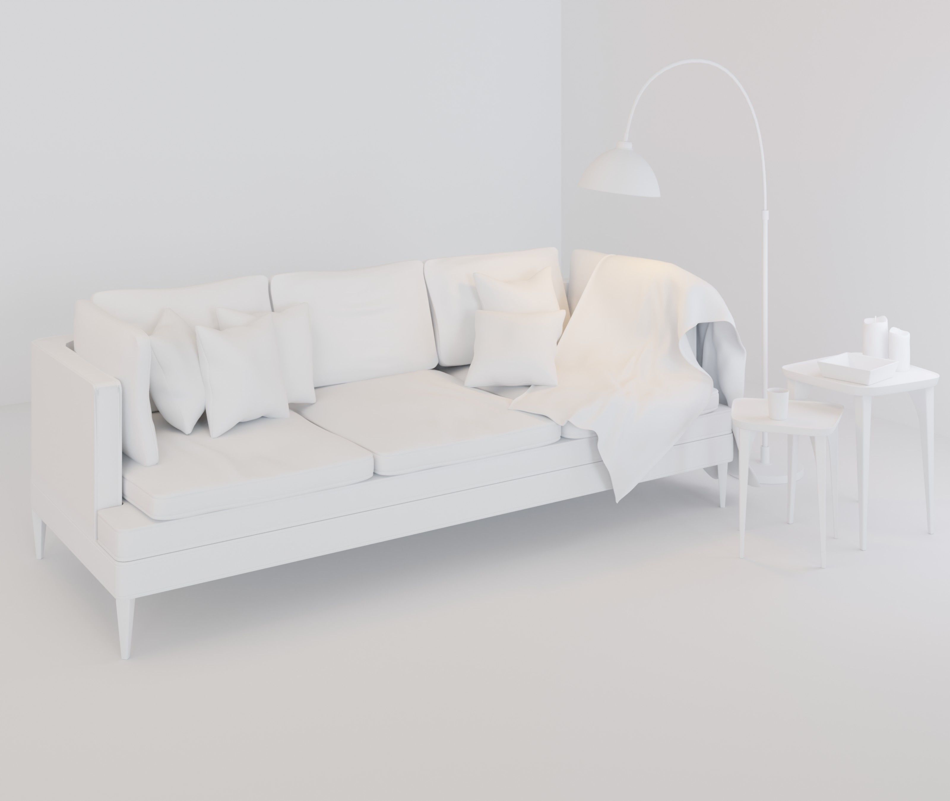 Sofa Set and lamp 3D model_7