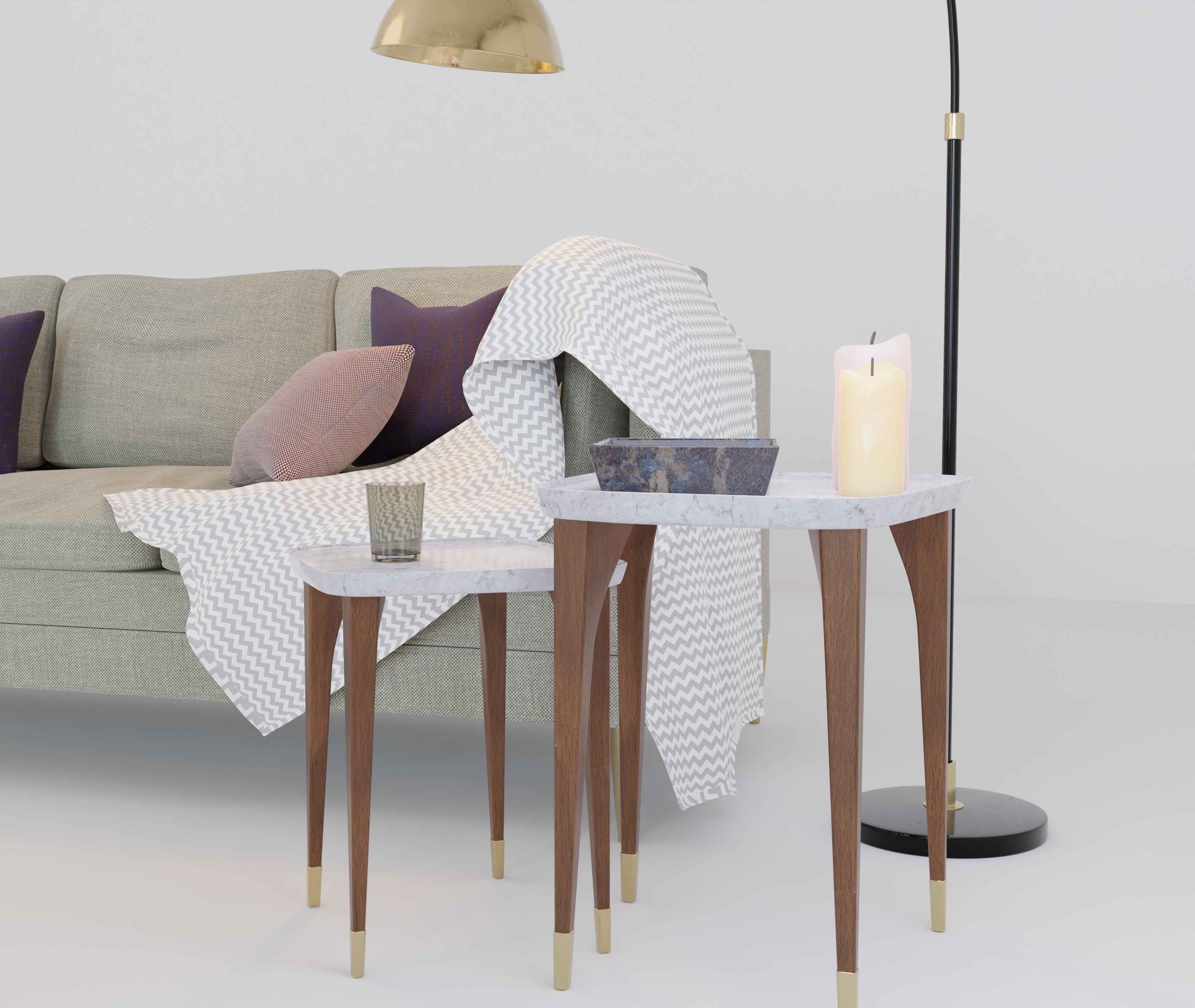 Sofa Set and lamp 3D model_4