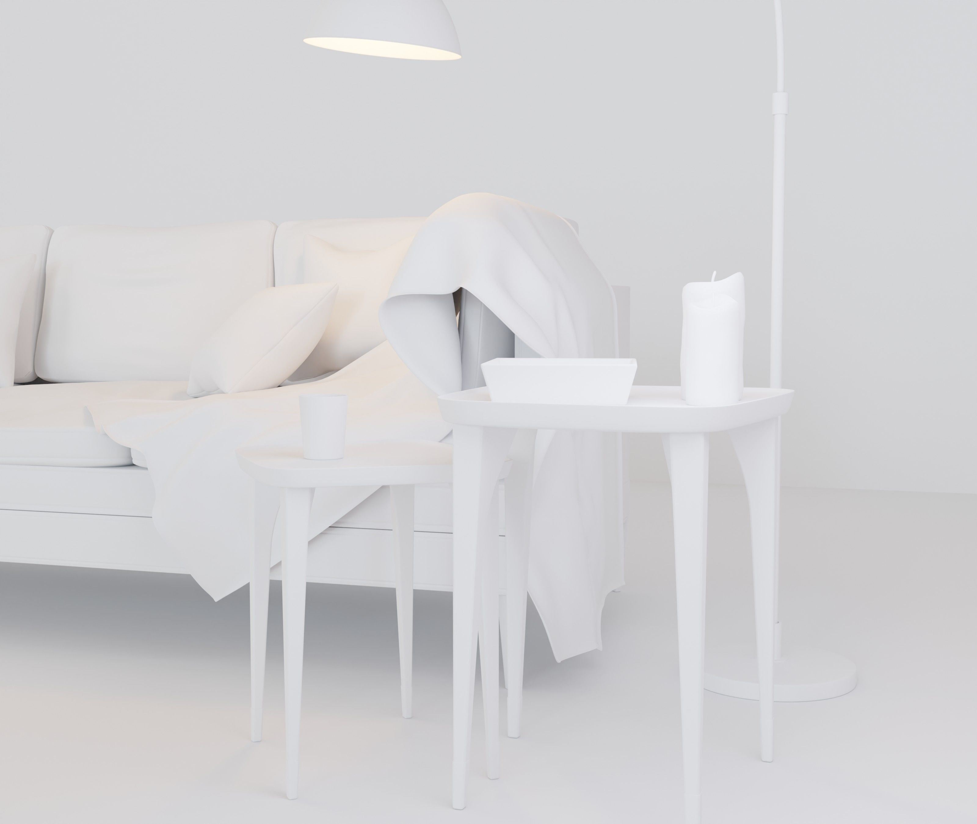 Sofa Set and lamp 3D model_6