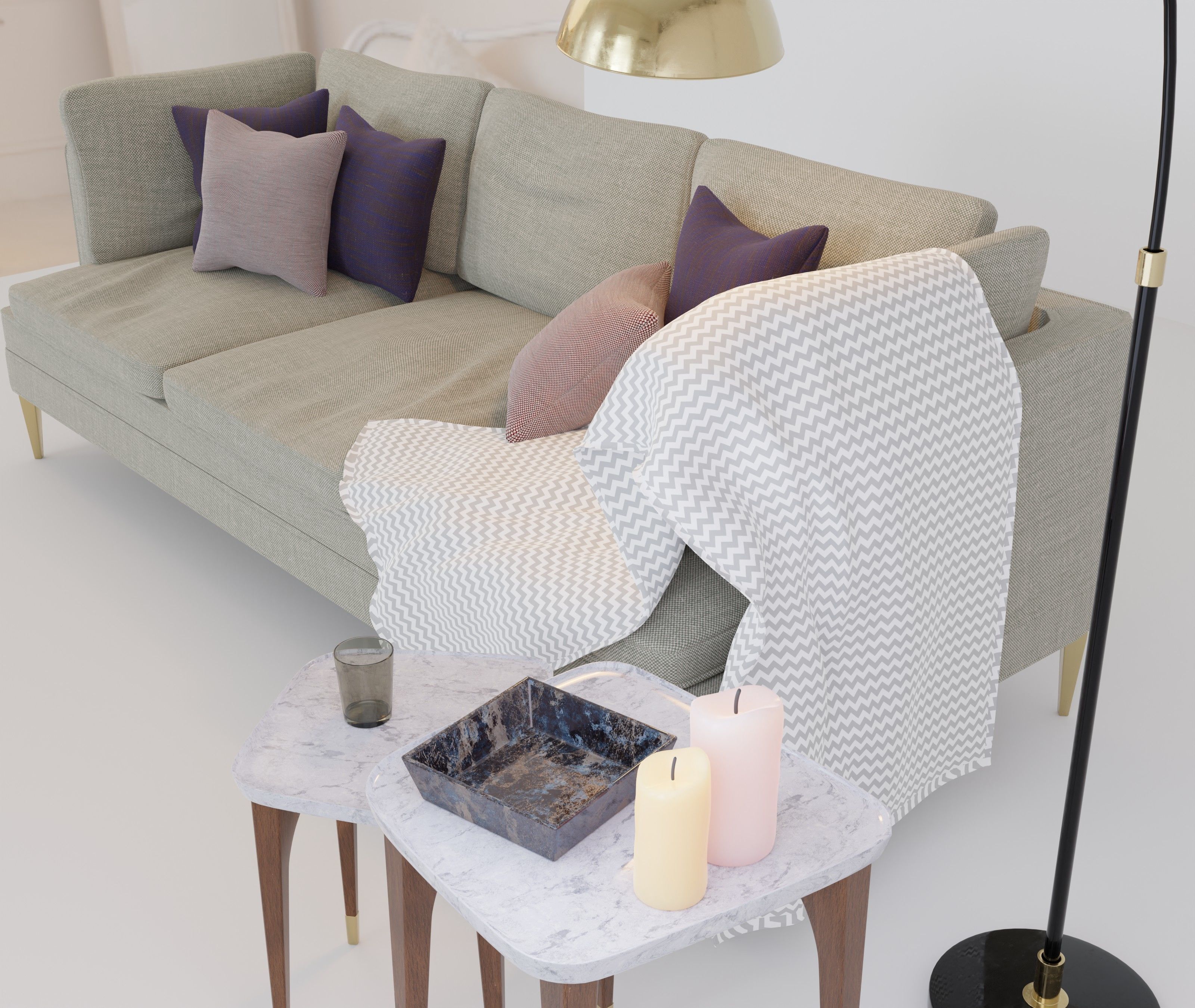 Sofa Set and lamp 3D model_5