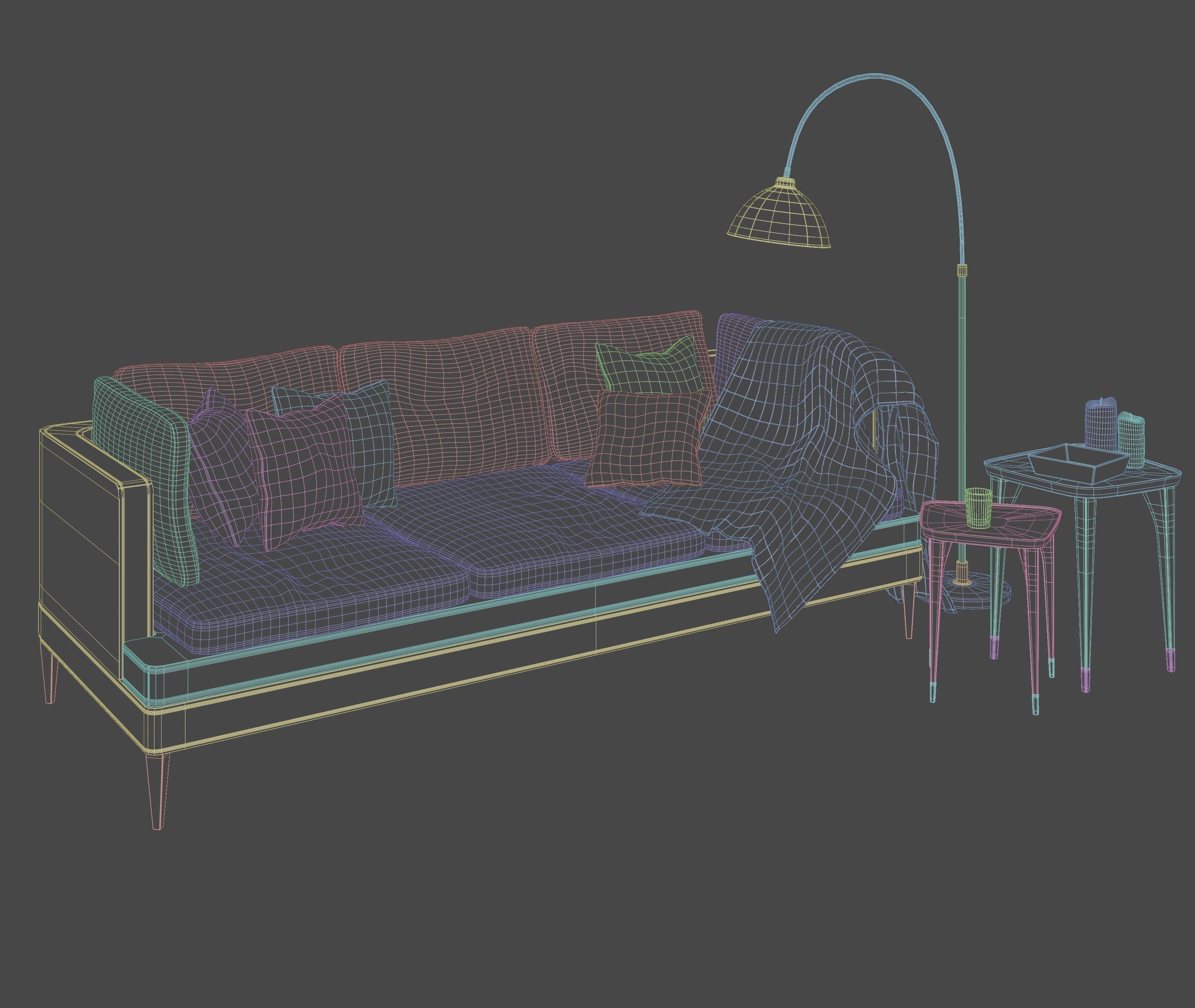 Sofa Set and lamp 3D model_9