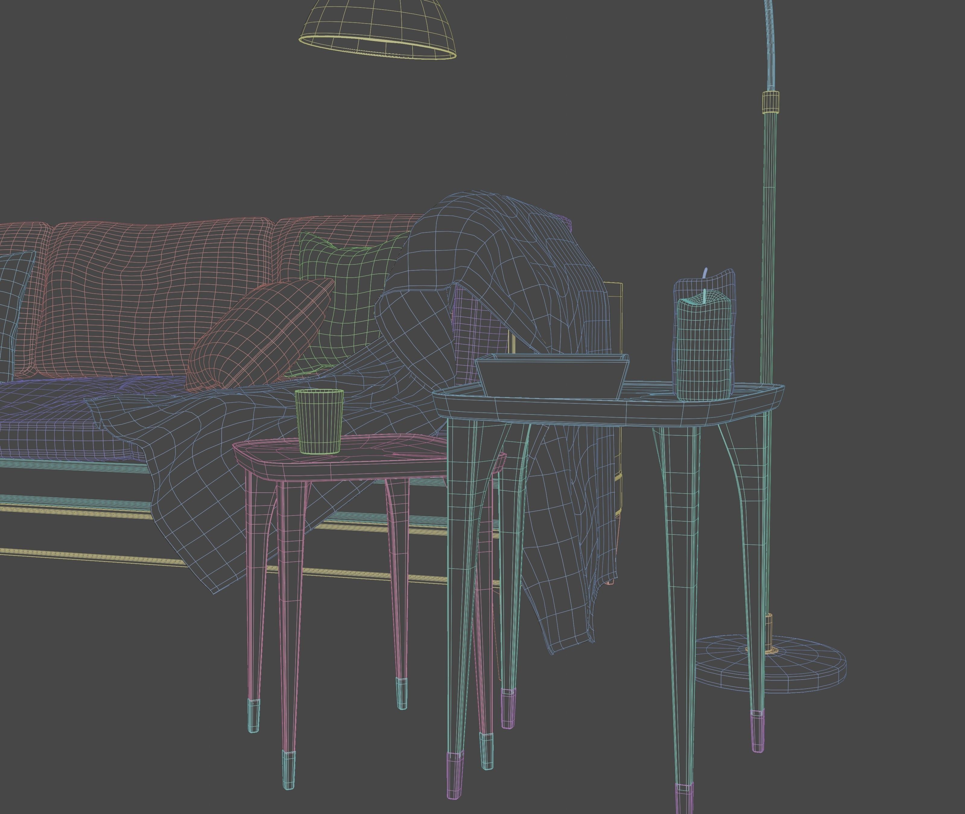 Sofa Set and lamp 3D model_13