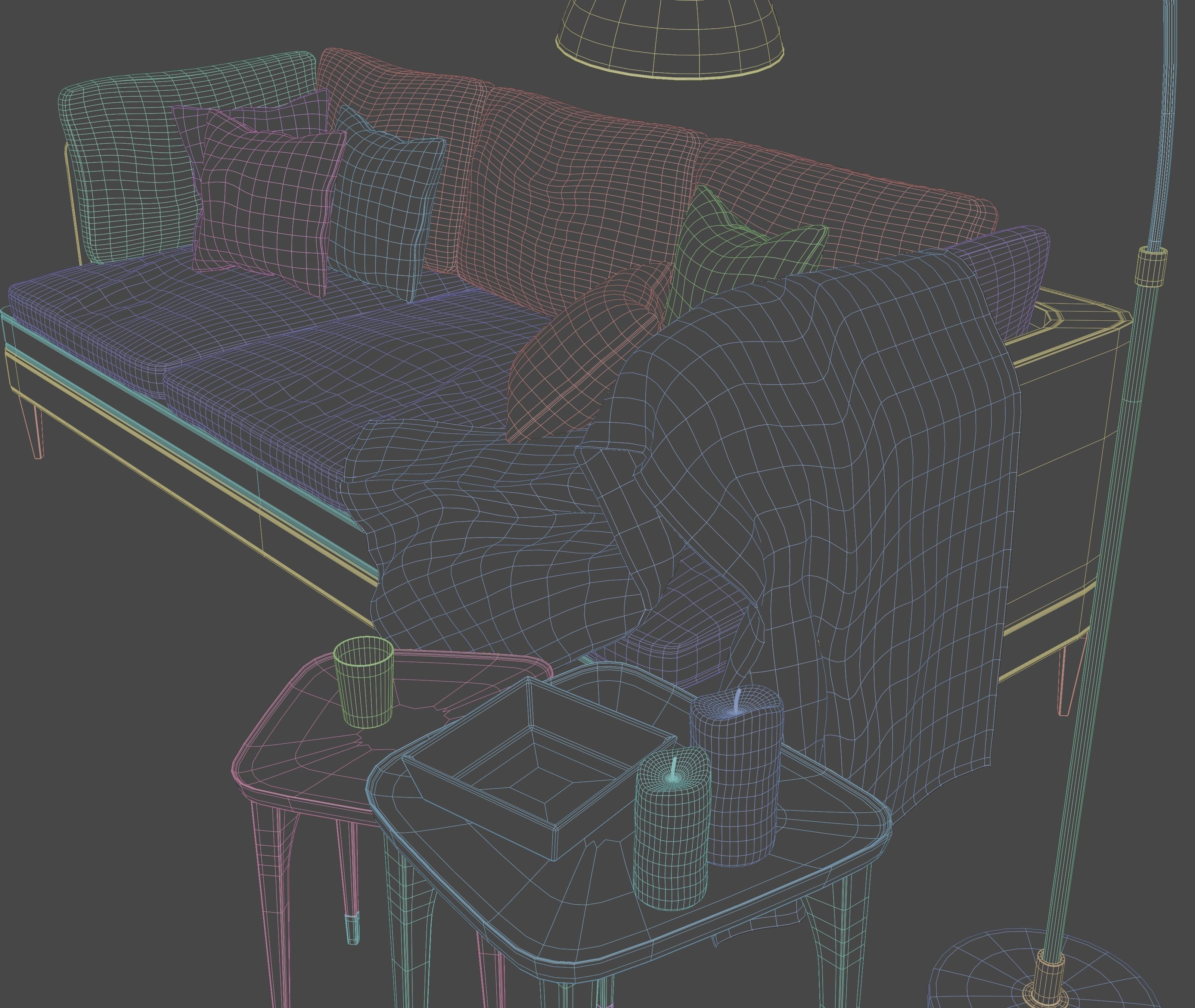 Sofa Set and lamp 3D model_12