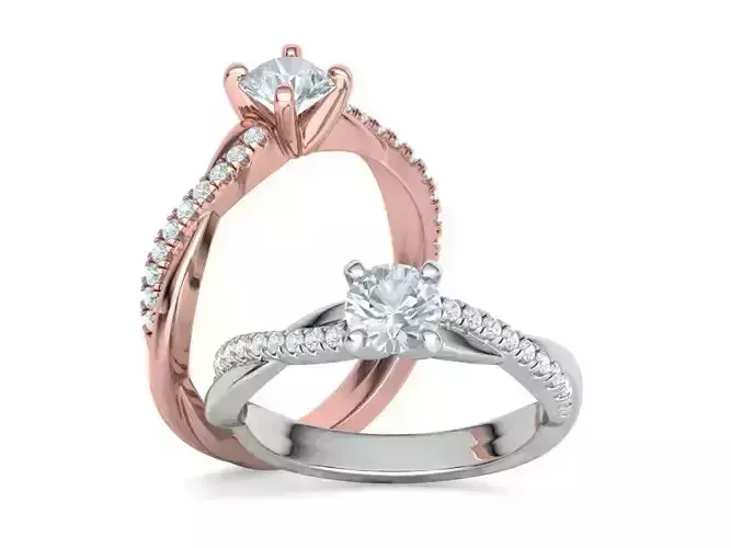 Half Carat Engagement Ring French Pave Setting Diamond Ring  3D print model