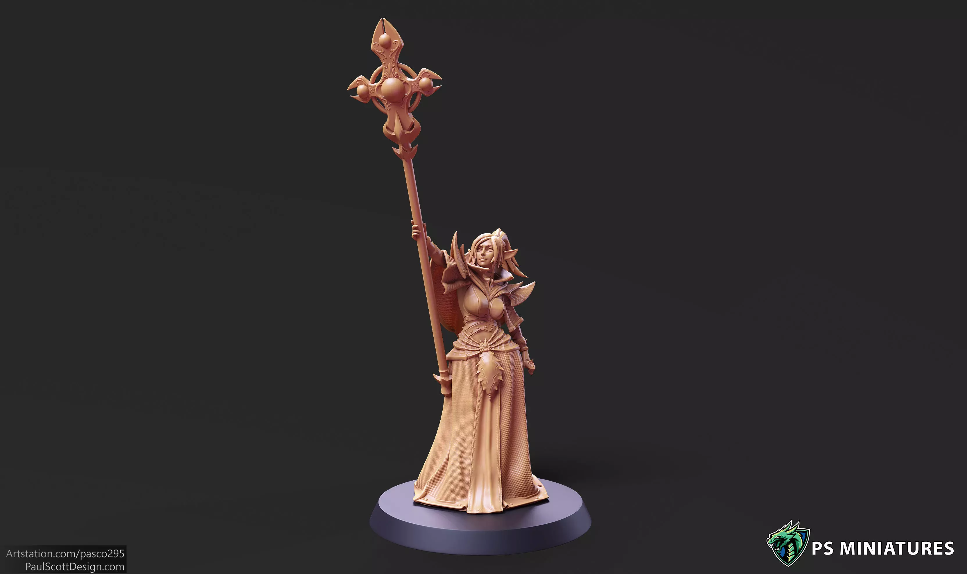 Drow Cleric Pose 3 - 4 Variants and Pinup  3D print model_0