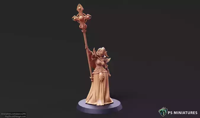 Drow Cleric Pose 3 - 4 Variants and Pinup  3D print model