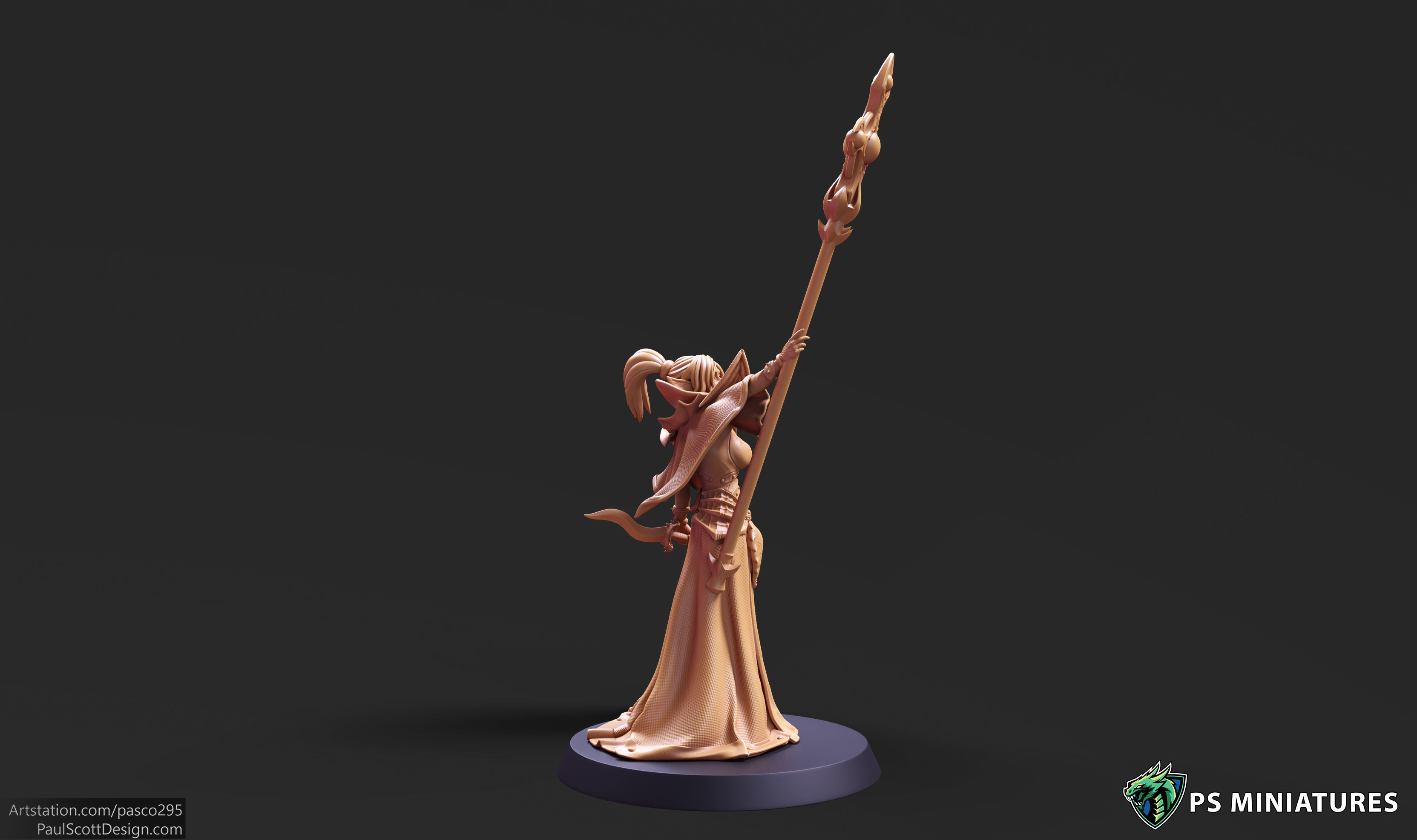 Drow Cleric Pose 3 - 4 Variants and Pinup  3D print model_10