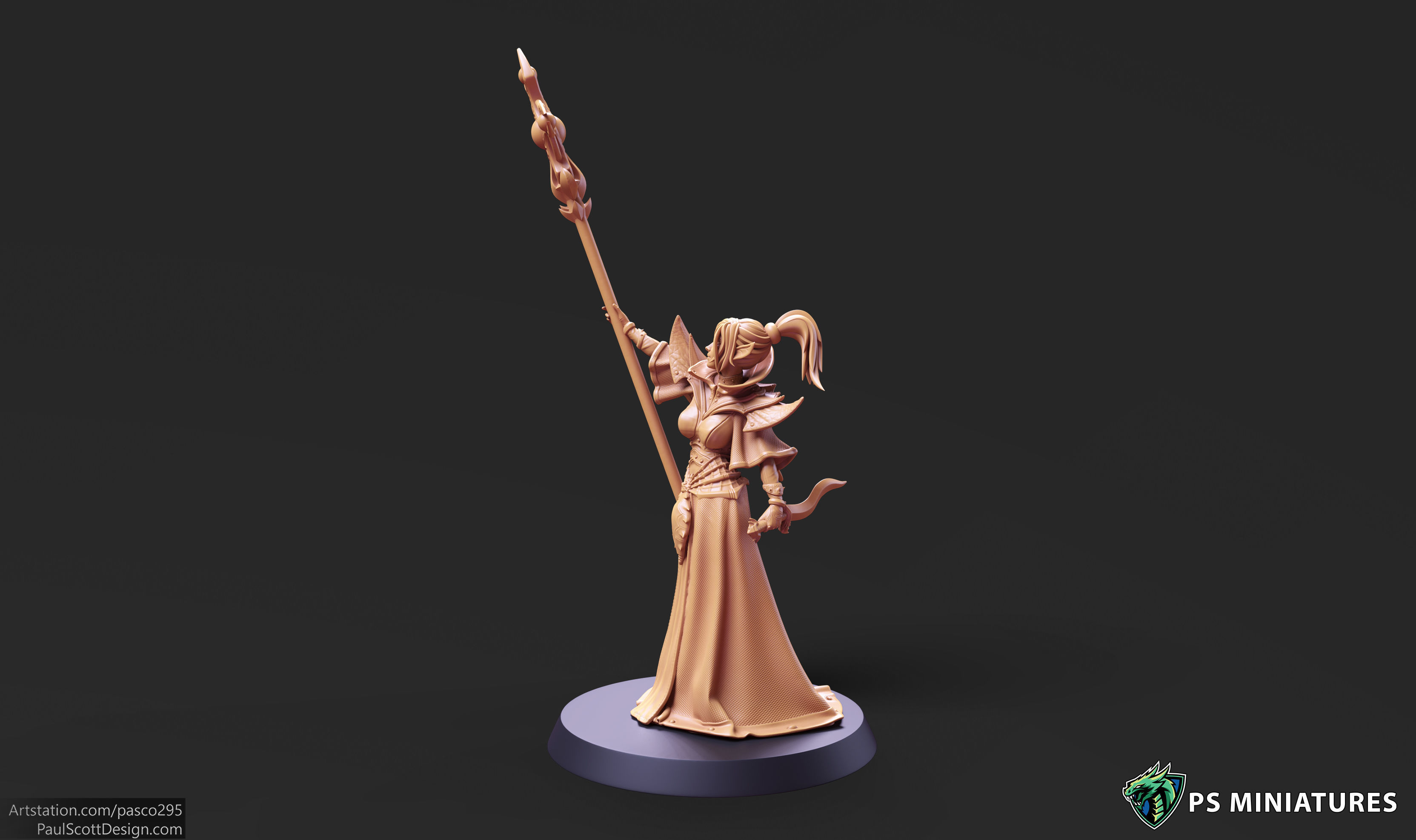 Drow Cleric Pose 3 - 4 Variants and Pinup  3D print model_9
