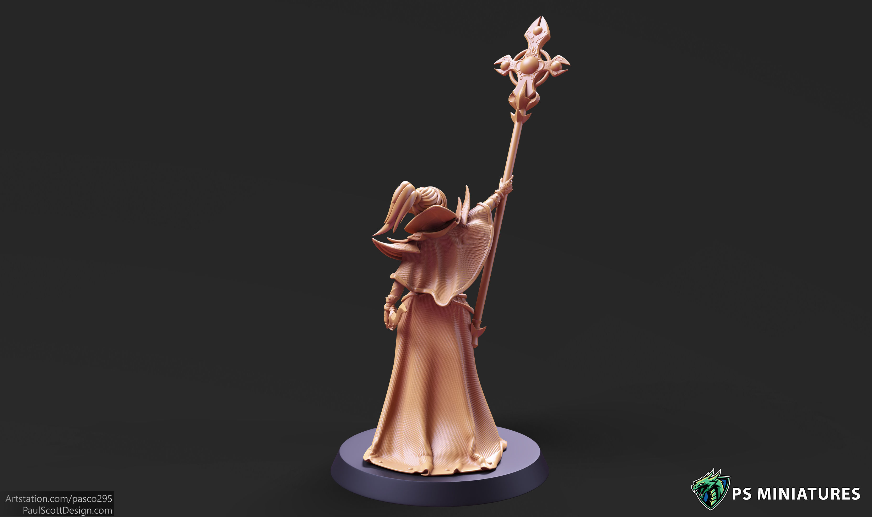 Drow Cleric Pose 3 - 4 Variants and Pinup  3D print model_11