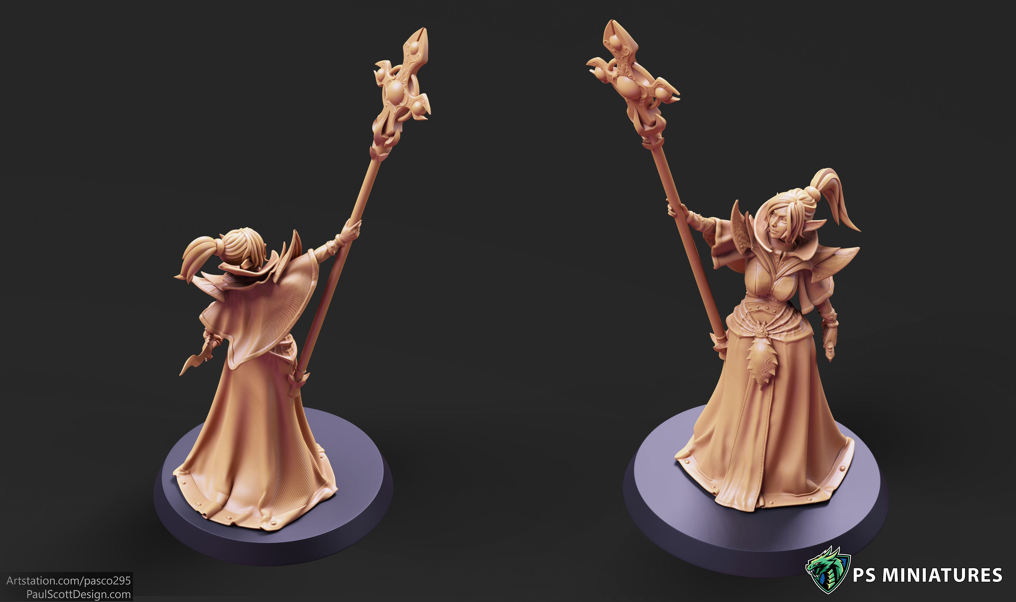Drow Cleric Pose 3 - 4 Variants and Pinup  3D print model_3