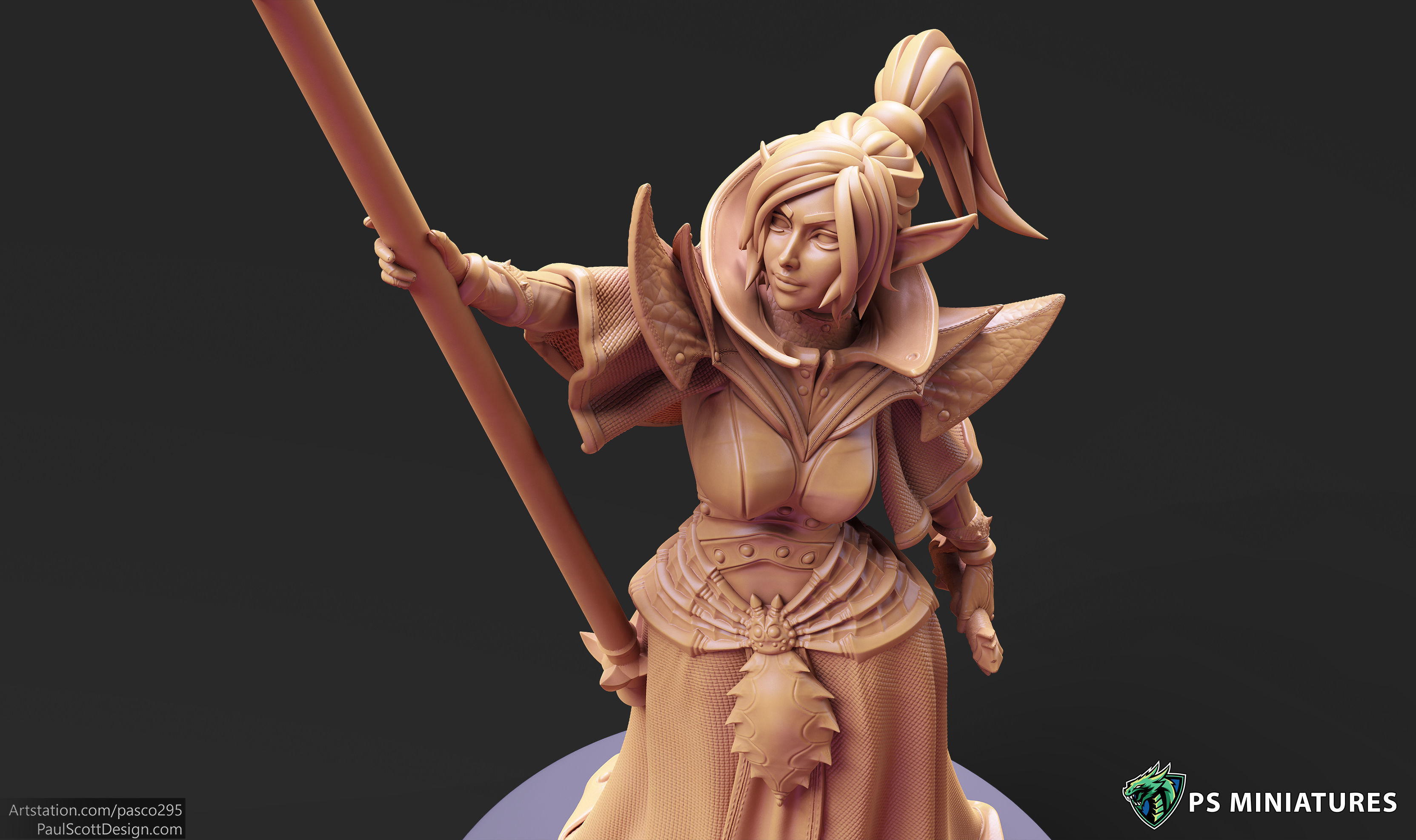 Drow Cleric Pose 3 - 4 Variants and Pinup  3D print model_6