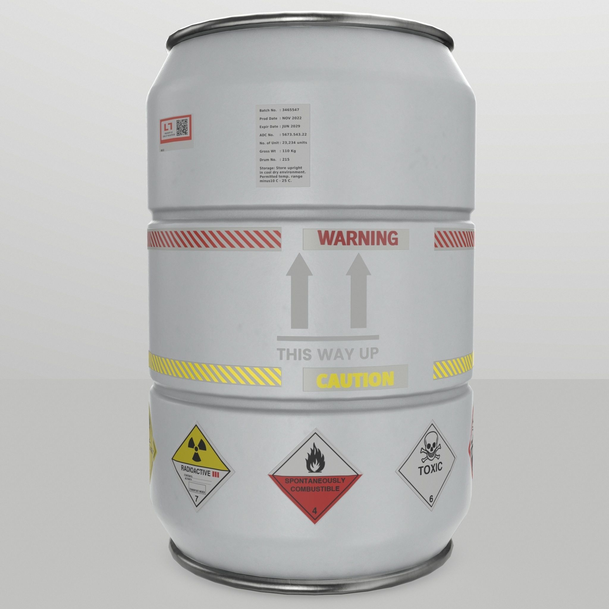 Metal Barrel - High Poly with 35 color and grunge variants 3D model_26