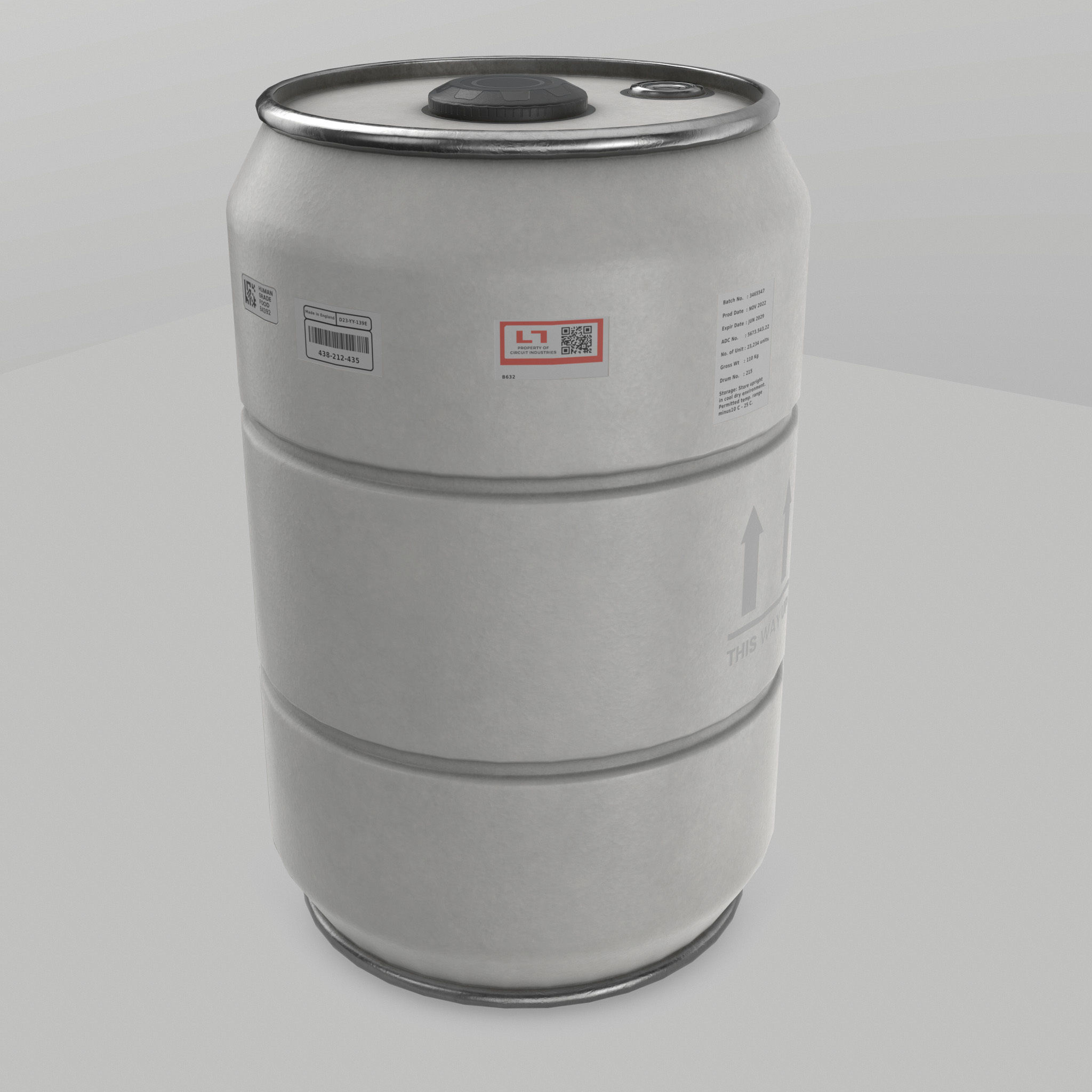 Metal Barrel - High Poly with 35 color and grunge variants 3D model_11