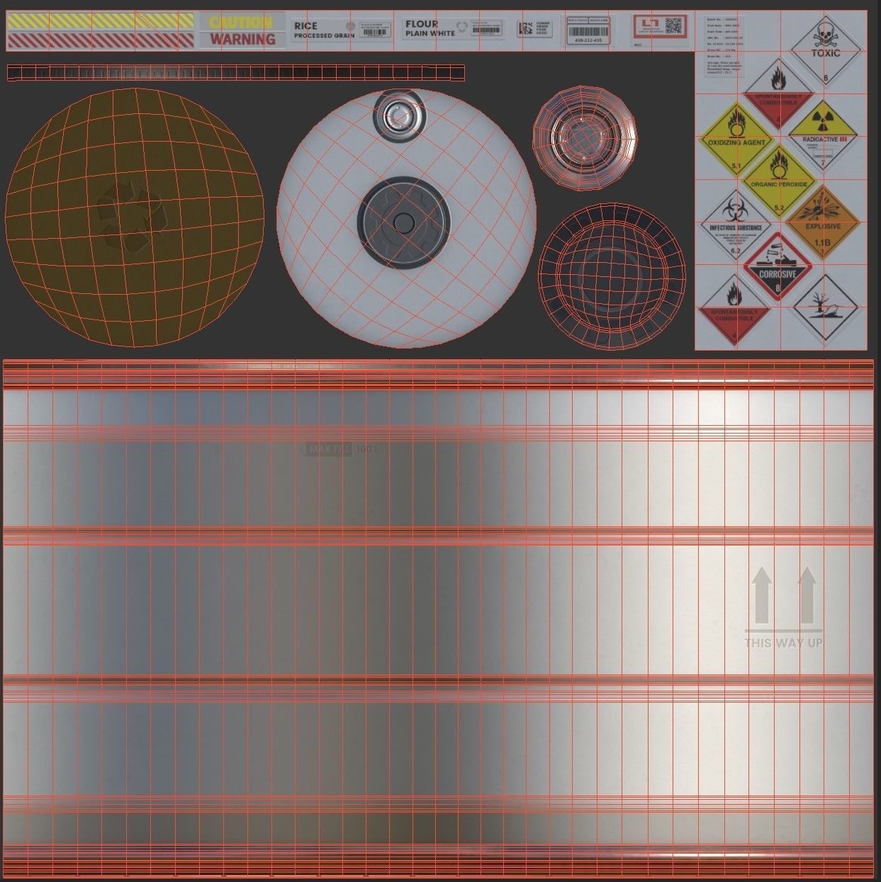 Metal Barrel - High Poly with 35 color and grunge variants 3D model_21