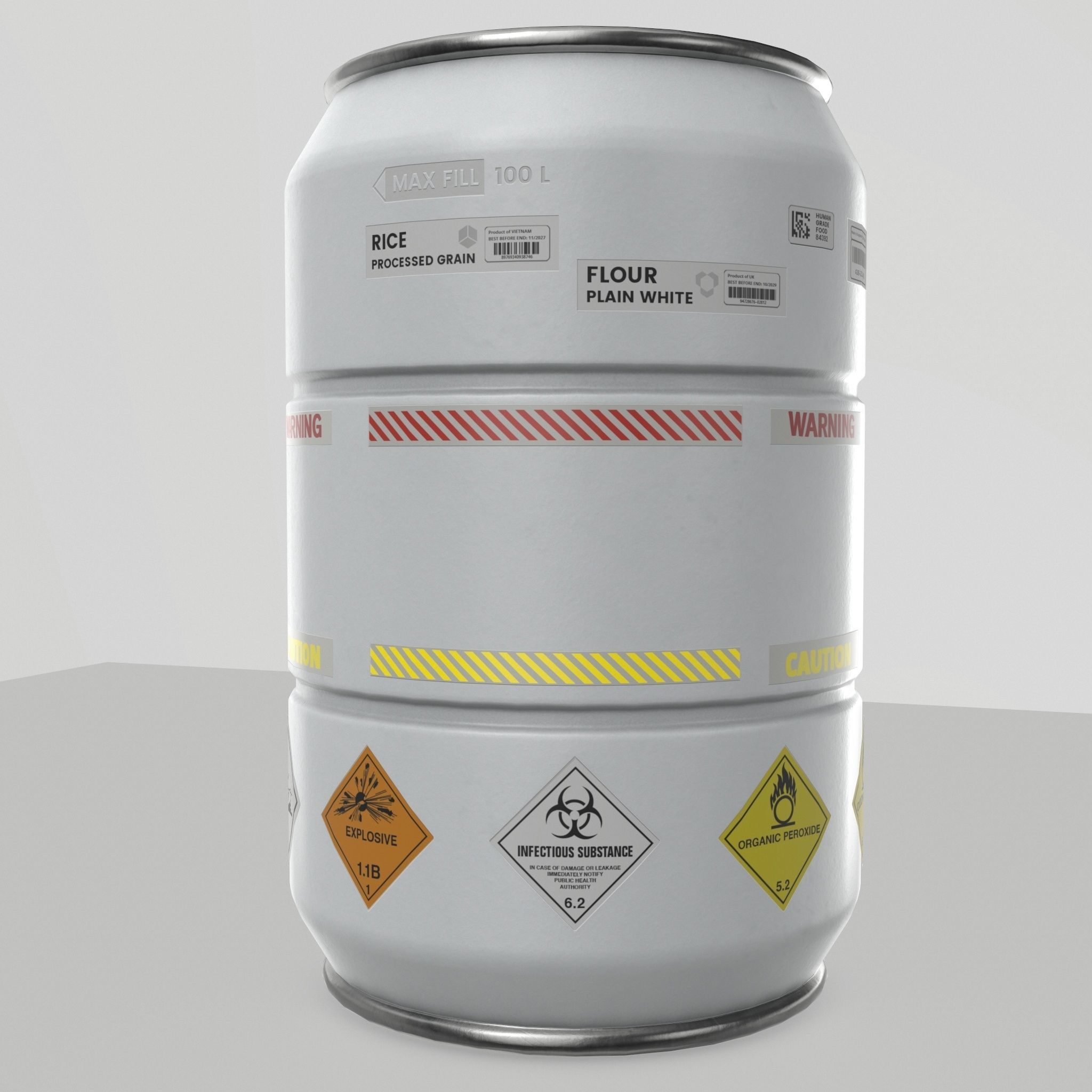 Metal Barrel - High Poly with 35 color and grunge variants 3D model_27