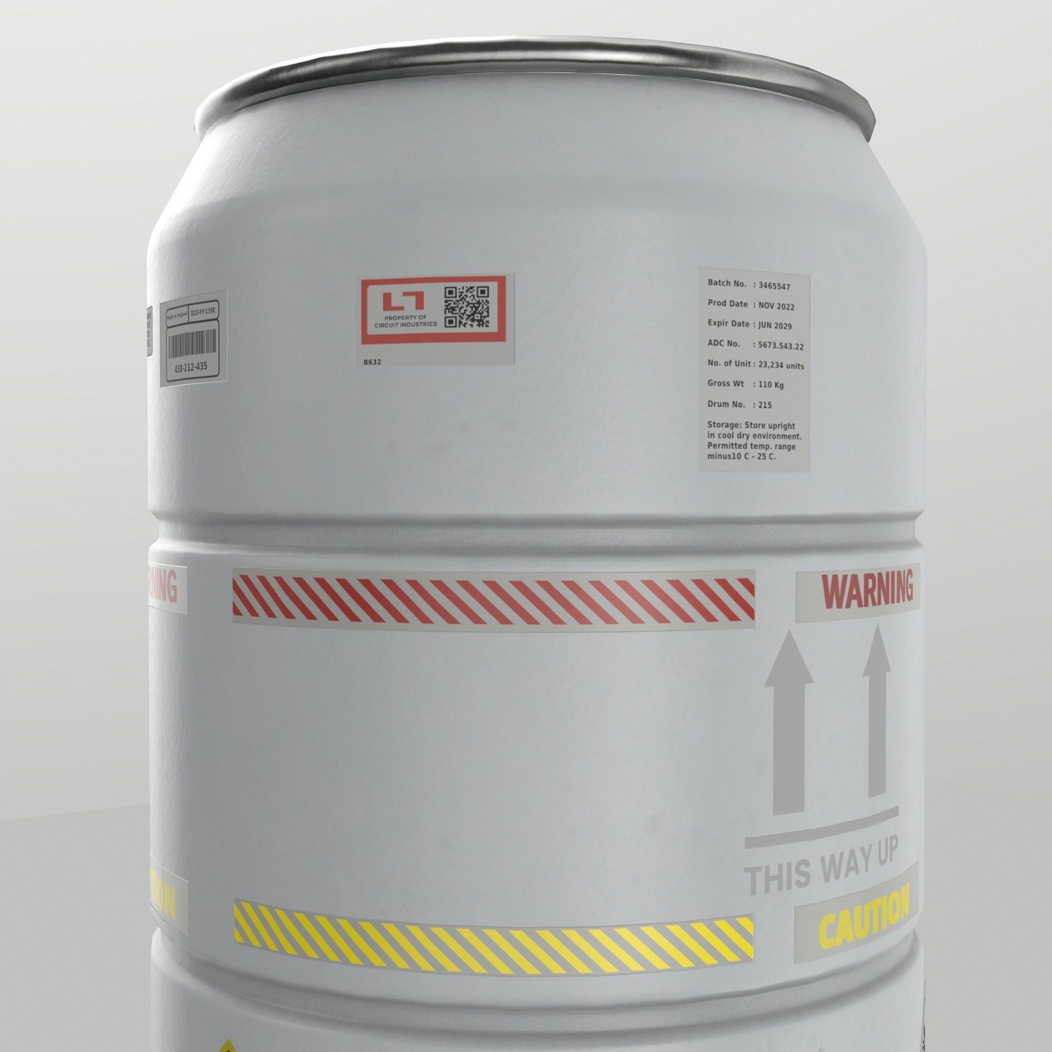 Metal Barrel - High Poly with 35 color and grunge variants 3D model_24
