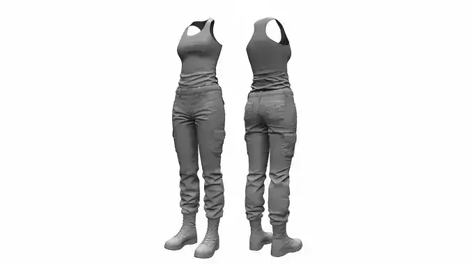 Womens Tactical Cargo pants and Tops - High Poly