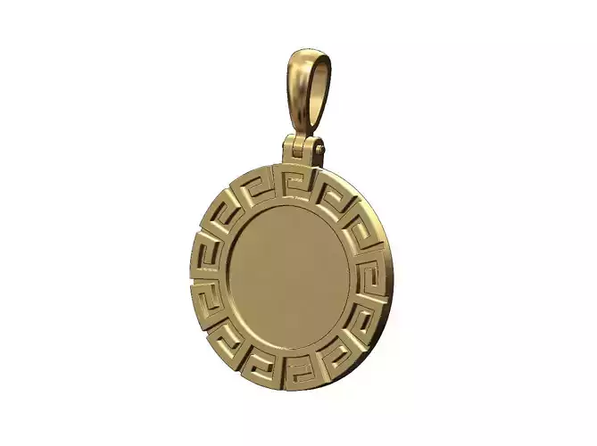 Engravable greek key pendant with bail