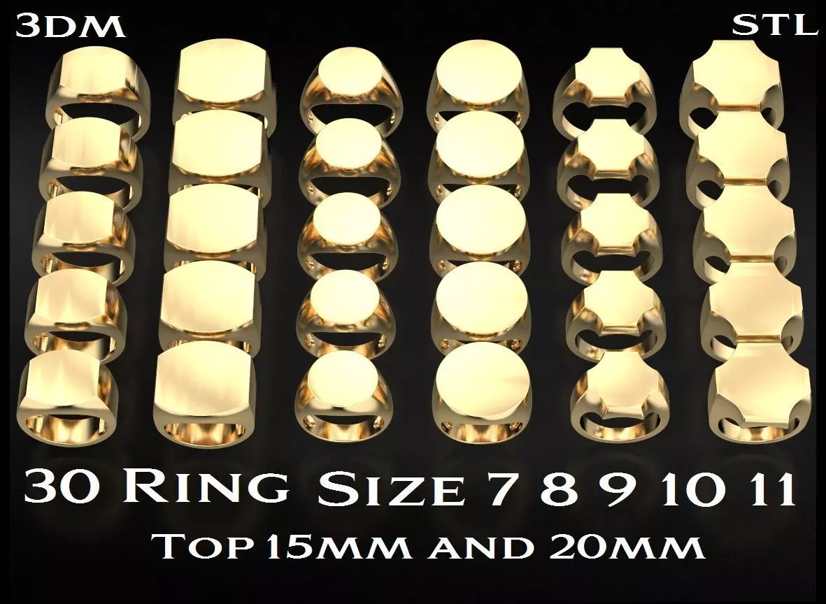 Signets basic blank pack 30 rings 703 3D print model_0