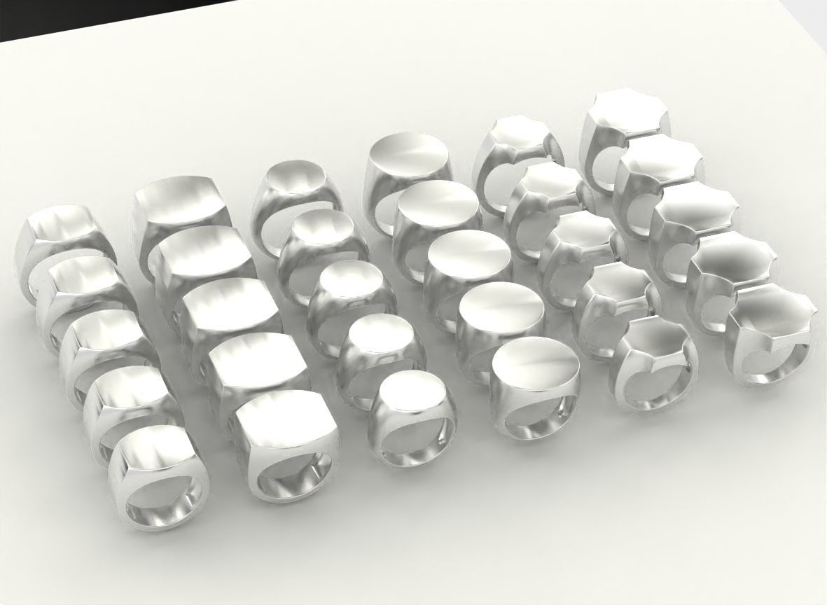 Signets basic blank pack 30 rings 703 3D print model_10