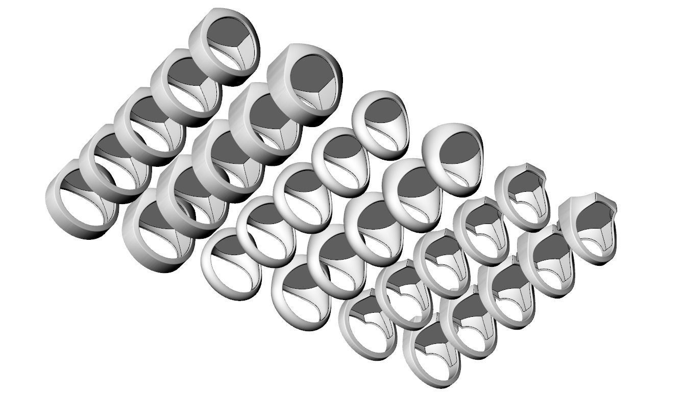 Signets basic blank pack 30 rings 703 3D print model_8