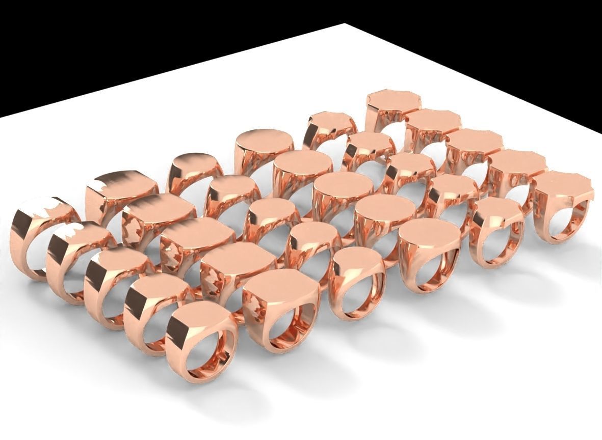 Signets basic blank pack 30 rings 703 3D print model_4