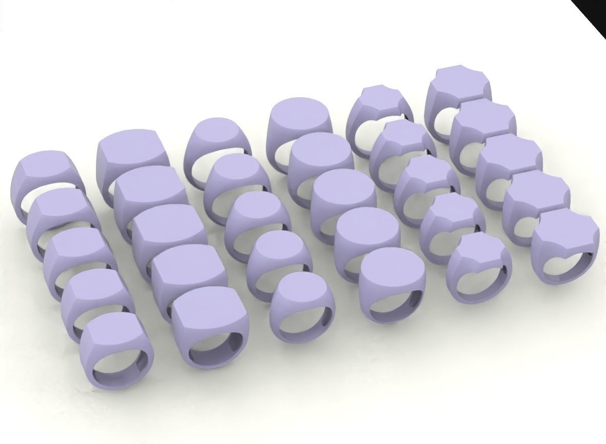 Signets basic blank pack 30 rings 703 3D print model_3