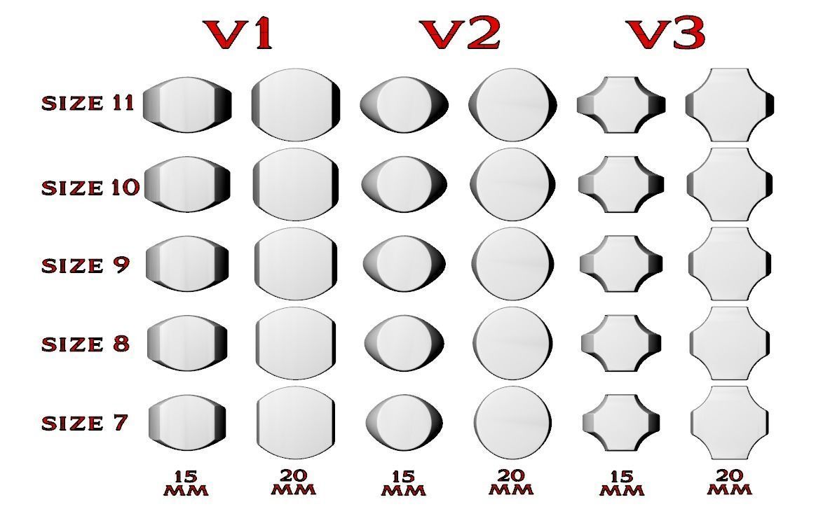 Signets basic blank pack 30 rings 703 3D print model_5
