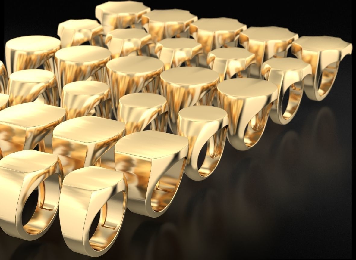 Signets basic blank pack 30 rings 703 3D print model_1