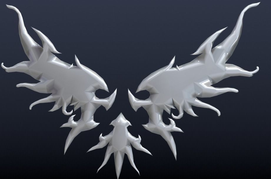 Futuristic Metal Wing Low-poly 3D model_6